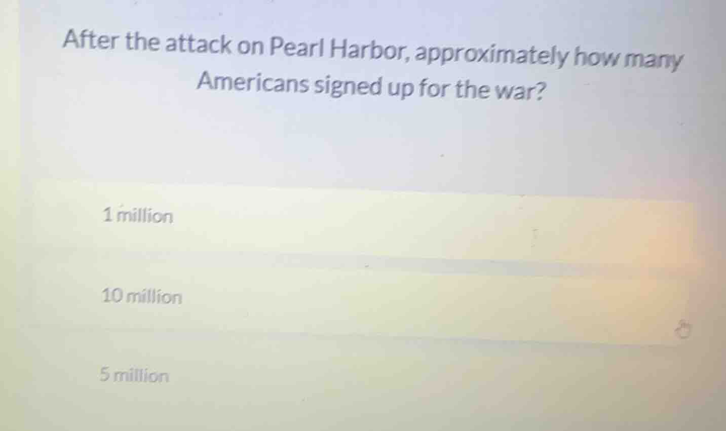 after the attack on pearl harbor, approximately how many americans sign…