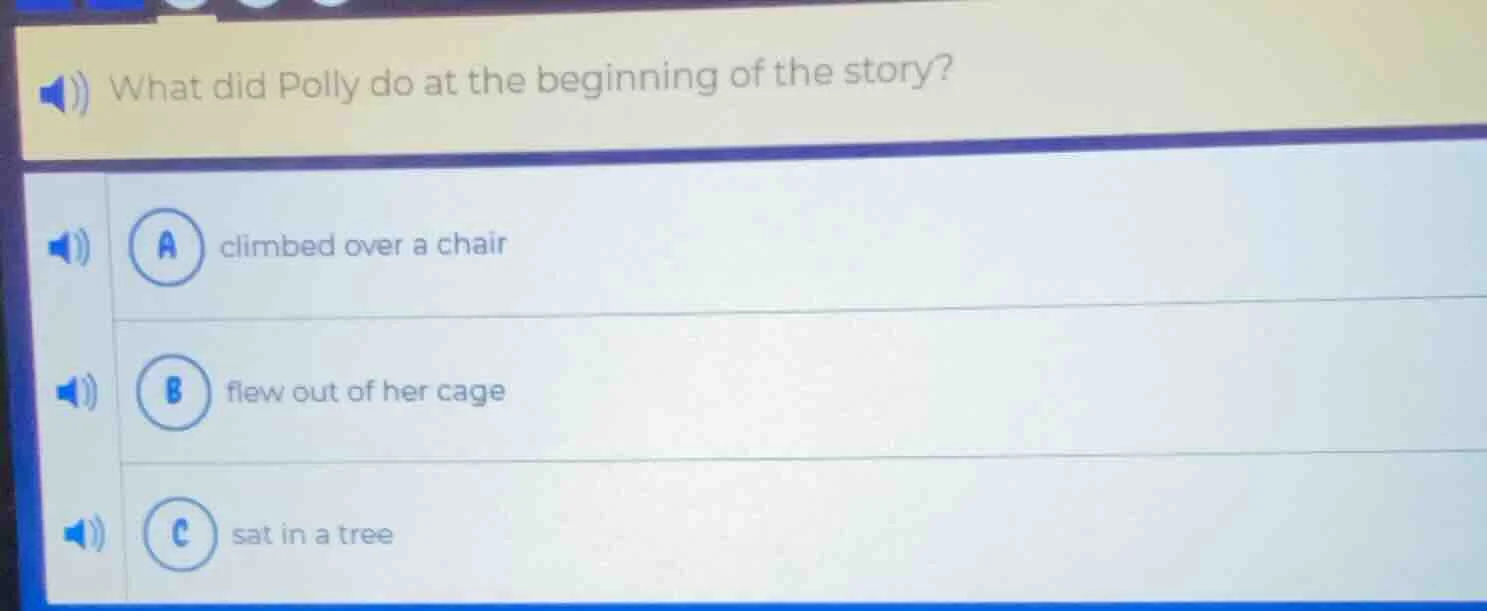 what did polly do at the beginning of the story? a climbed over a chair…
