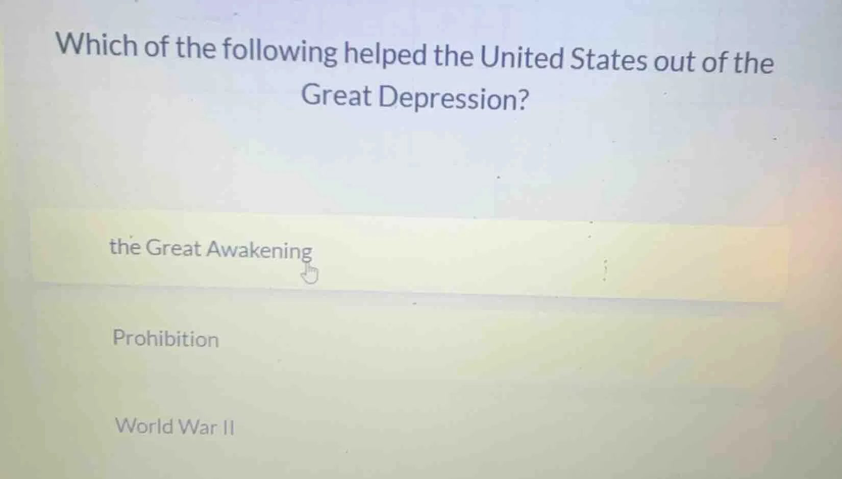 which of the following helped the united states out of the great depres…