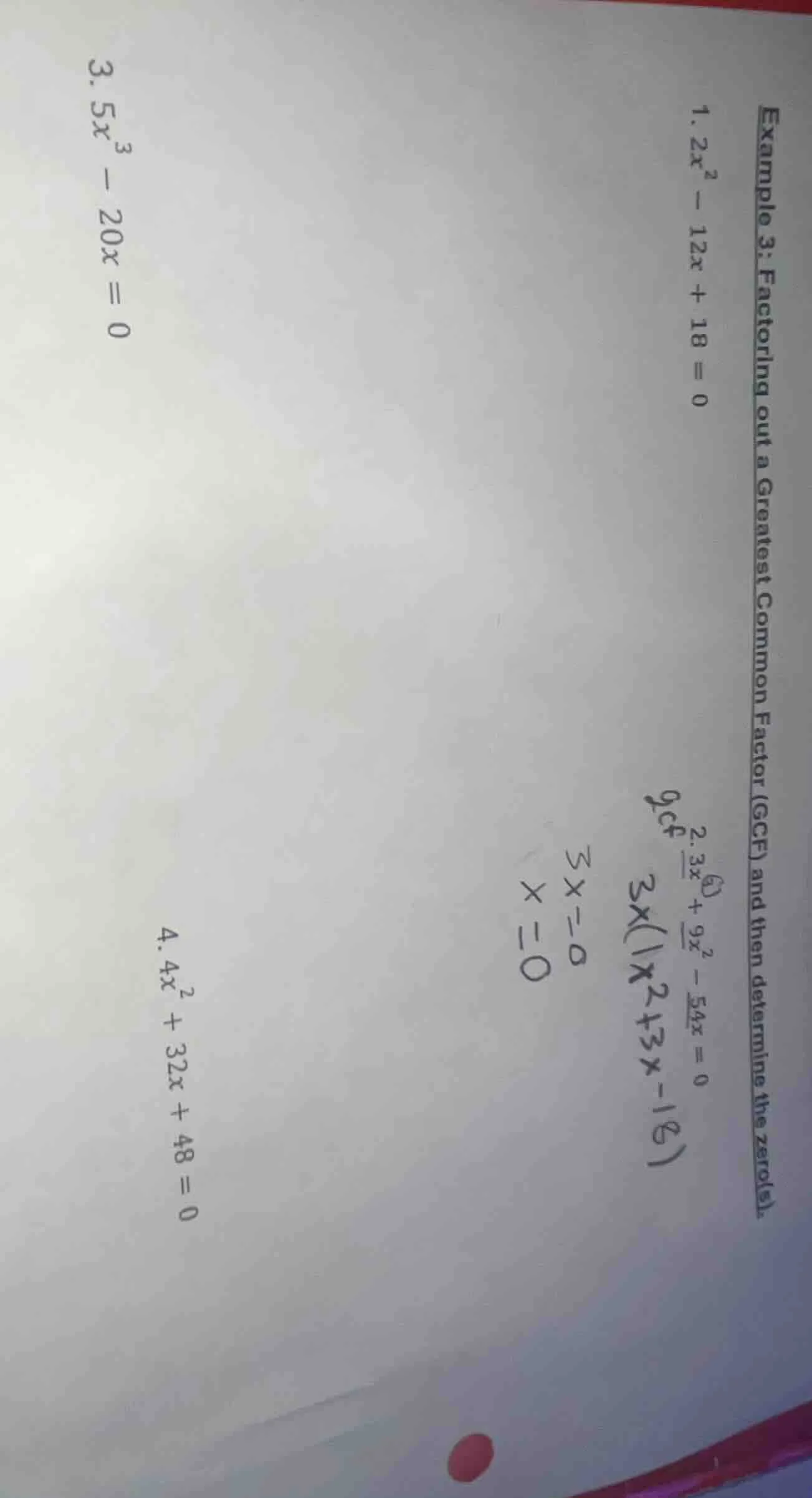 example 3: factoring out a greatest common factor (gcf) and then determ…