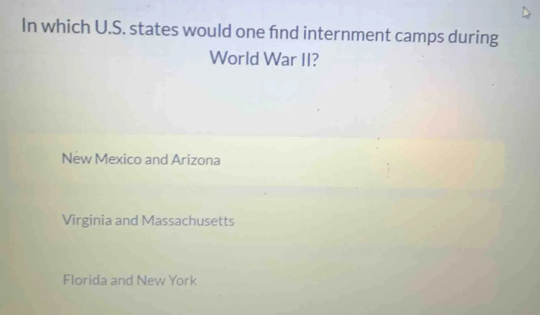 in which u.s. states would one find internment camps during world war i…