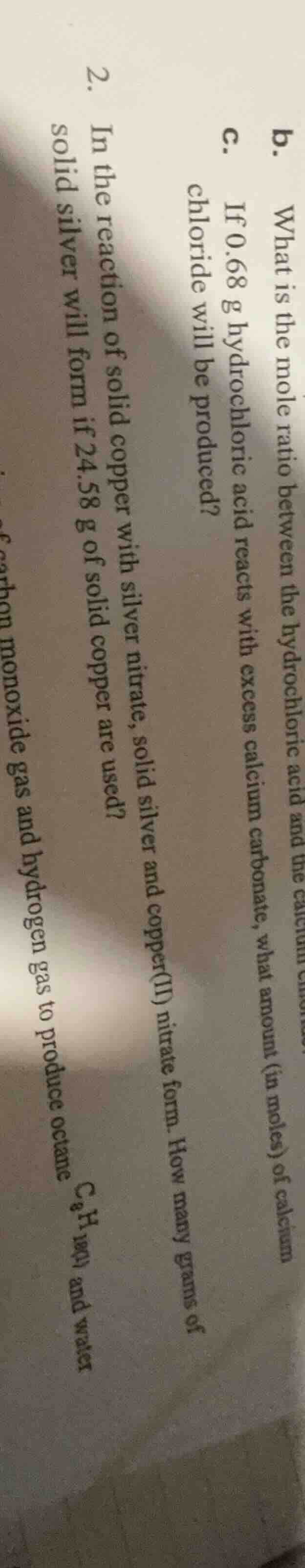 2. in the reaction of solid copper with silver nitrate, solid silver an…