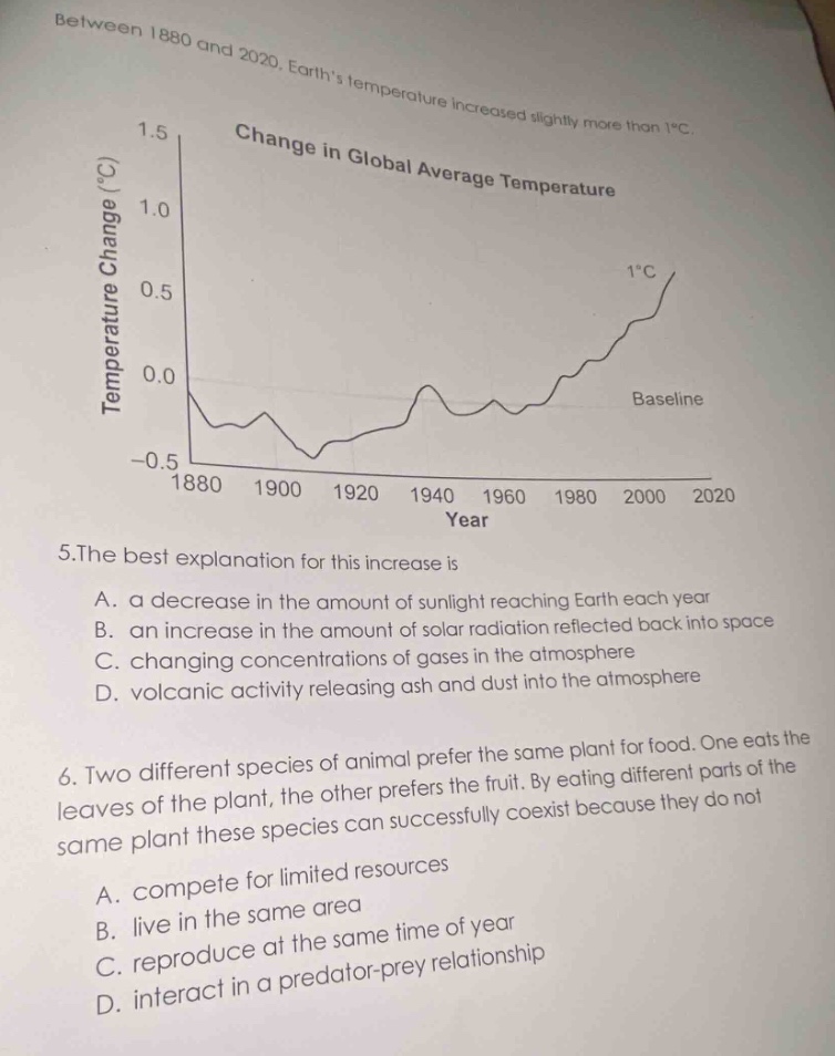 between 1880 and 2020, earths temperature increased slightly more than …