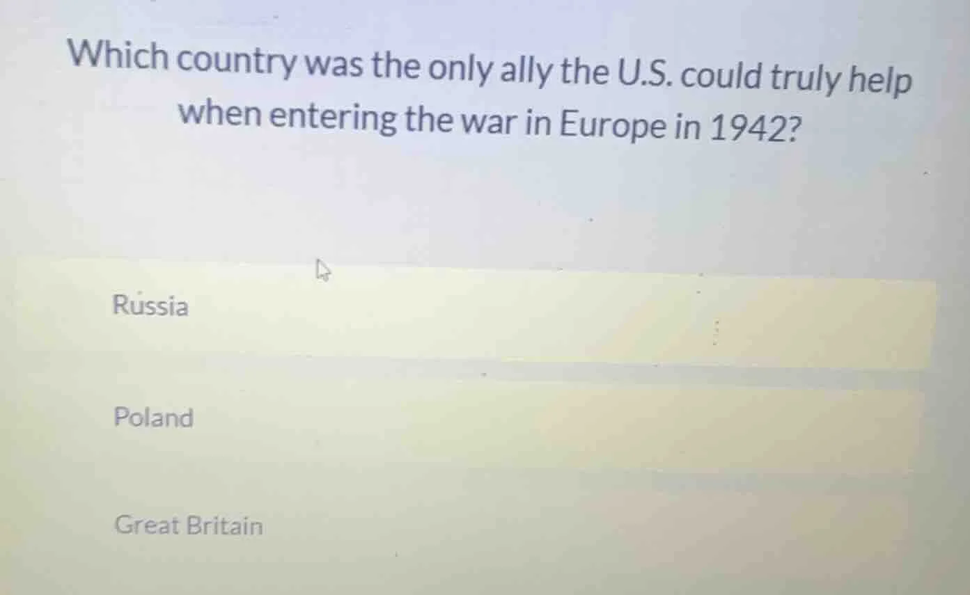which country was the only ally the u.s. could truly help when entering…