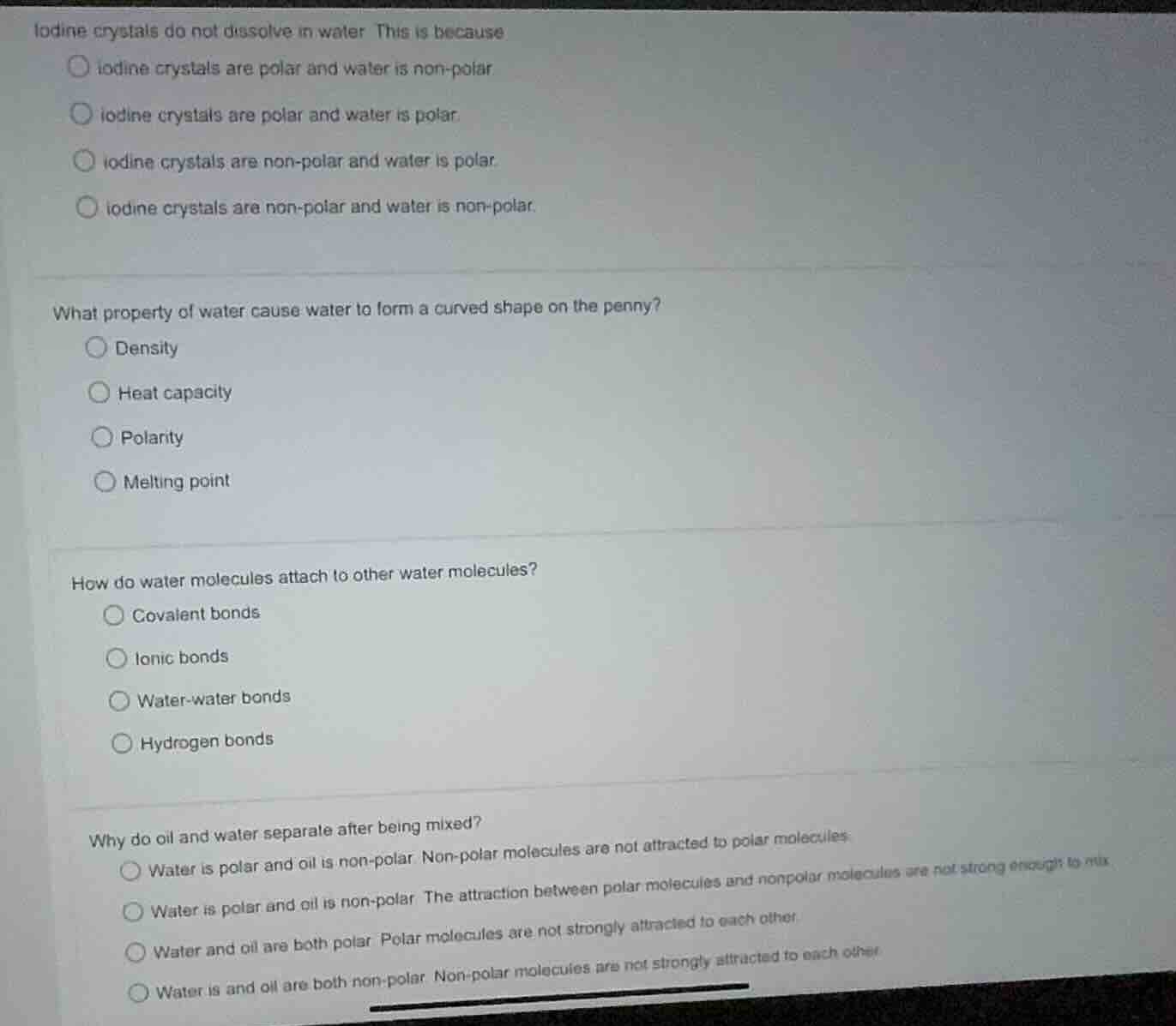 iodine crystals do not dissolve in water. this is because - iodine crys…