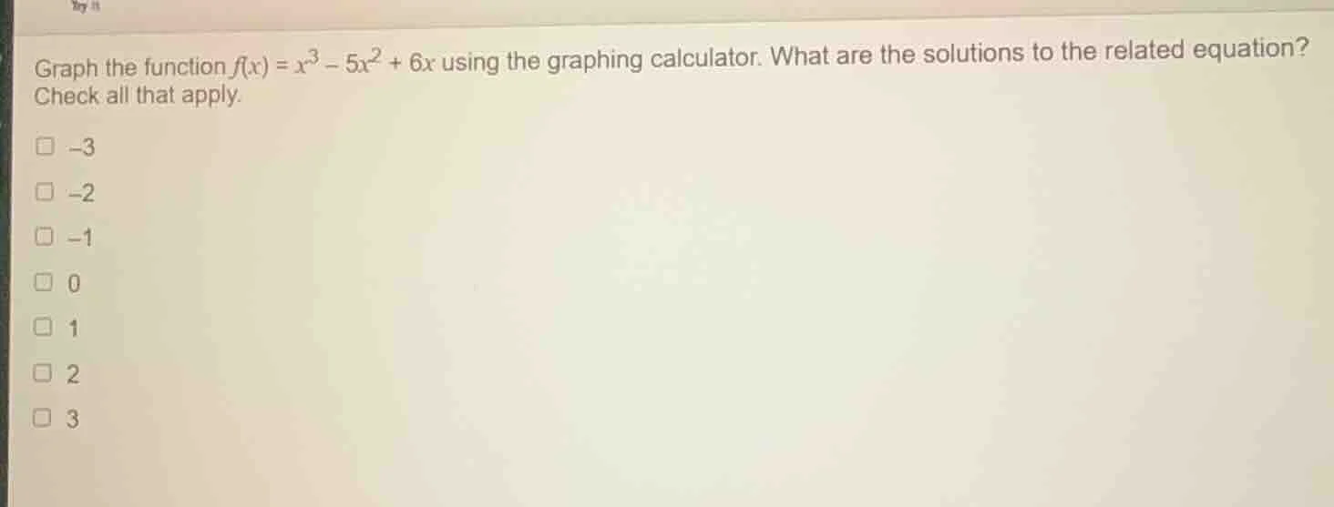 graph the function f(x) = x³ - 5x² + 6x using the graphing calculator. …