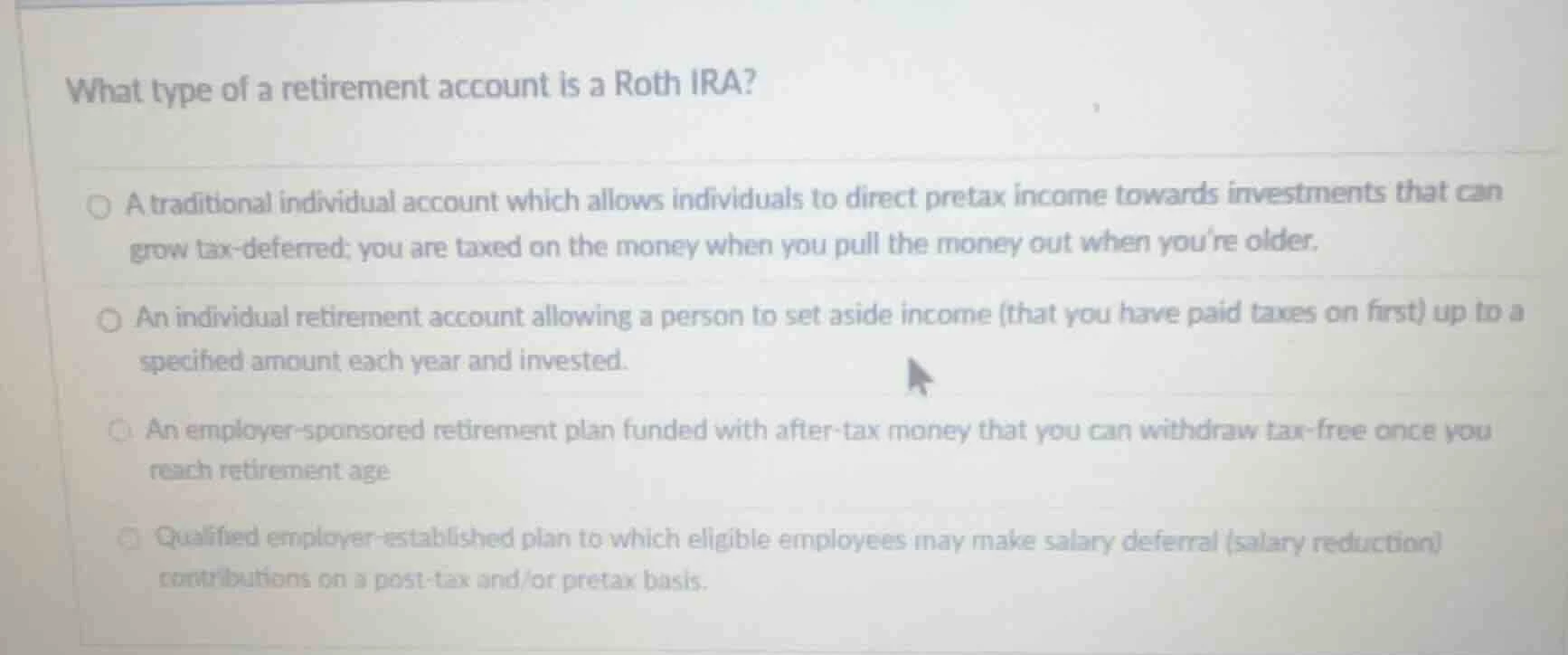 what type of a retirement account is a roth ira? a traditional individu…