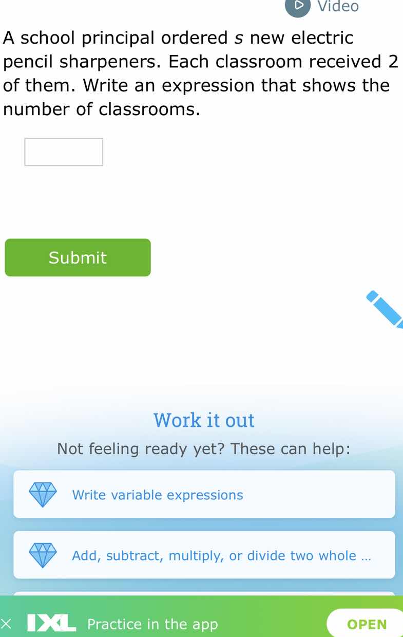 a school principal ordered s new electric pencil sharpeners. each class…