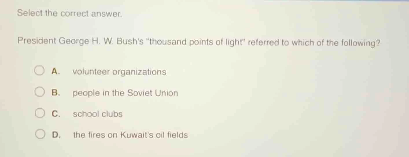 select the correct answer. president george h. w. bushs \thousand point…