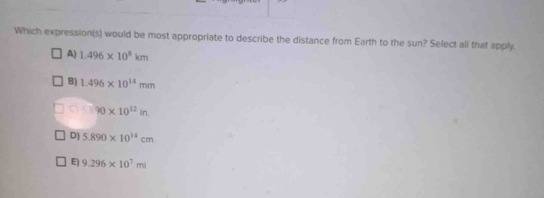 which expression(s) would be most appropriate to describe the distance …