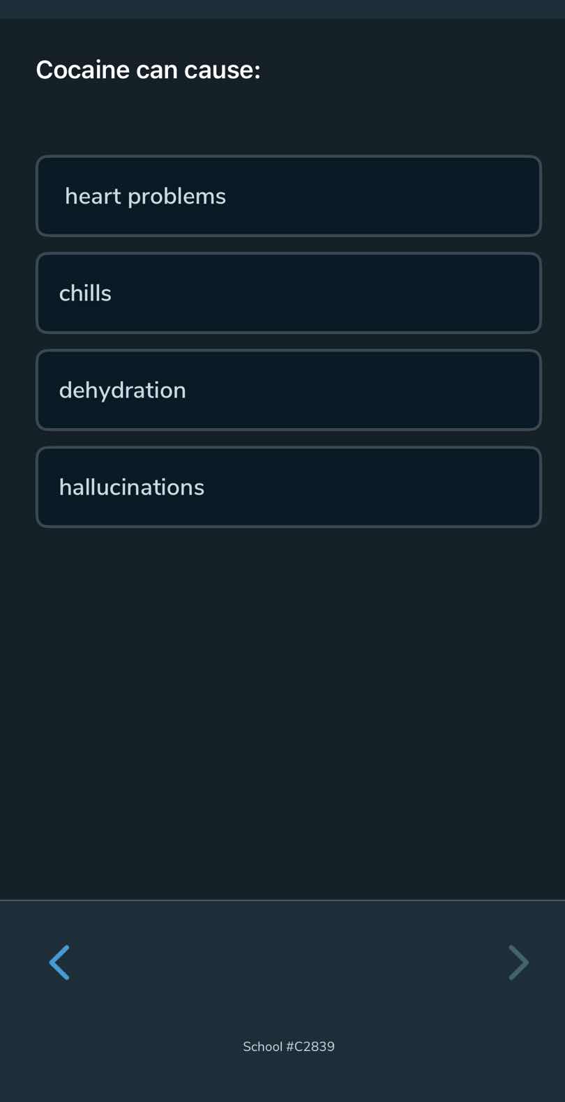 cocaine can cause: heart problems chills dehydration hallucinations