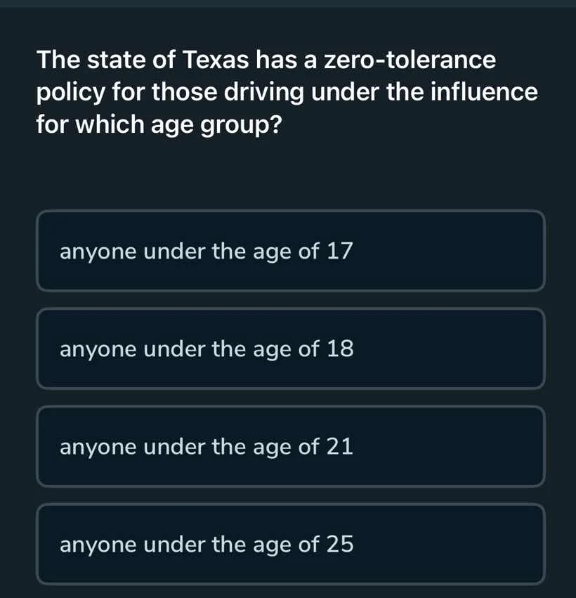 the state of texas has a zero-tolerance policy for those driving under …