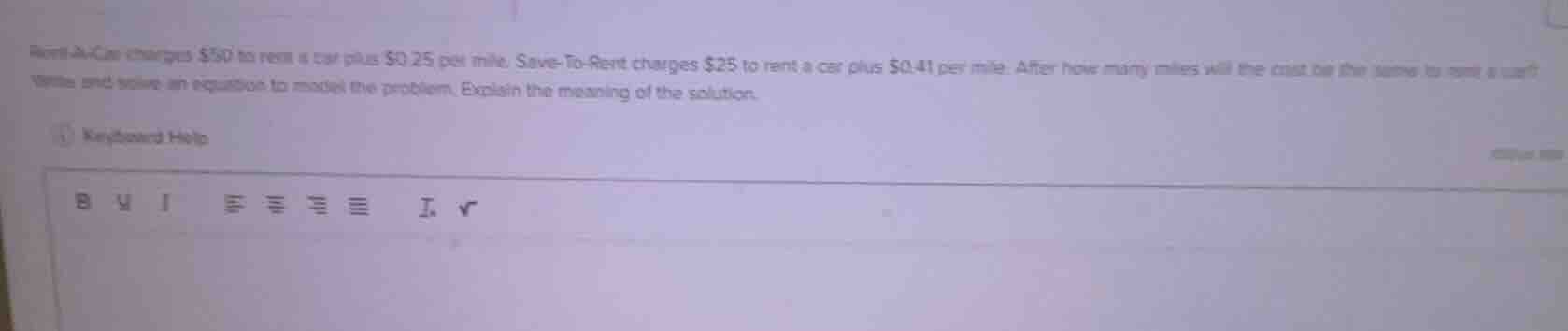 rent-a-car charges $30 to rent a car plus $0.25 per mile. save-to-rent …