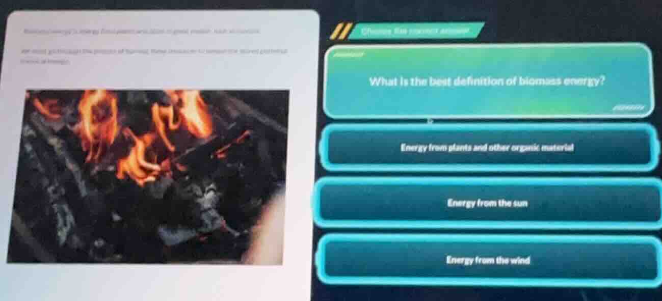 what is the best definition of biomass energy? energy from plants and o…