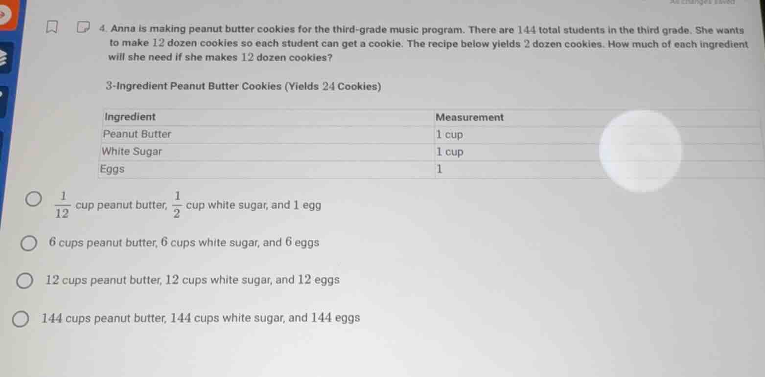 4. anna is making peanut butter cookies for the third - grade music pro…