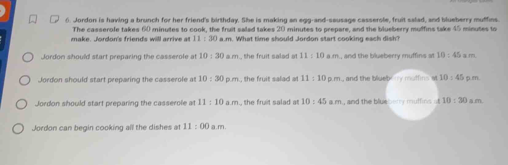 6. jordon is having a brunch for her friends birthday. she is making an…