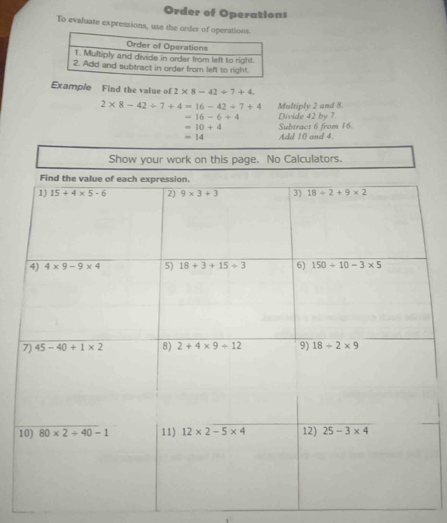 order of operations to evaluate expressions, use the order of operation…