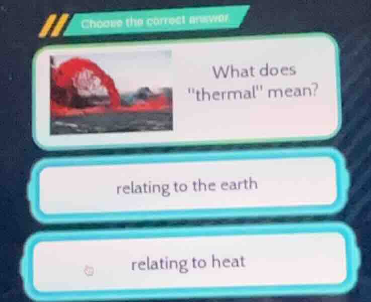 choose the correct answer what does \thermal\ mean? relating to the ear…