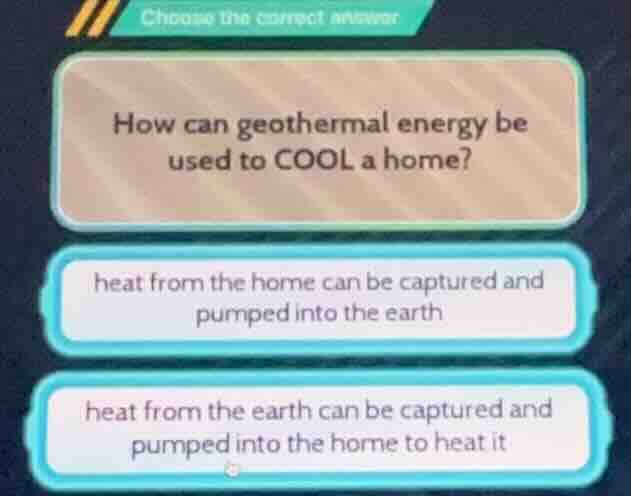 choose the correct answer how can geothermal energy be used to cool a h…