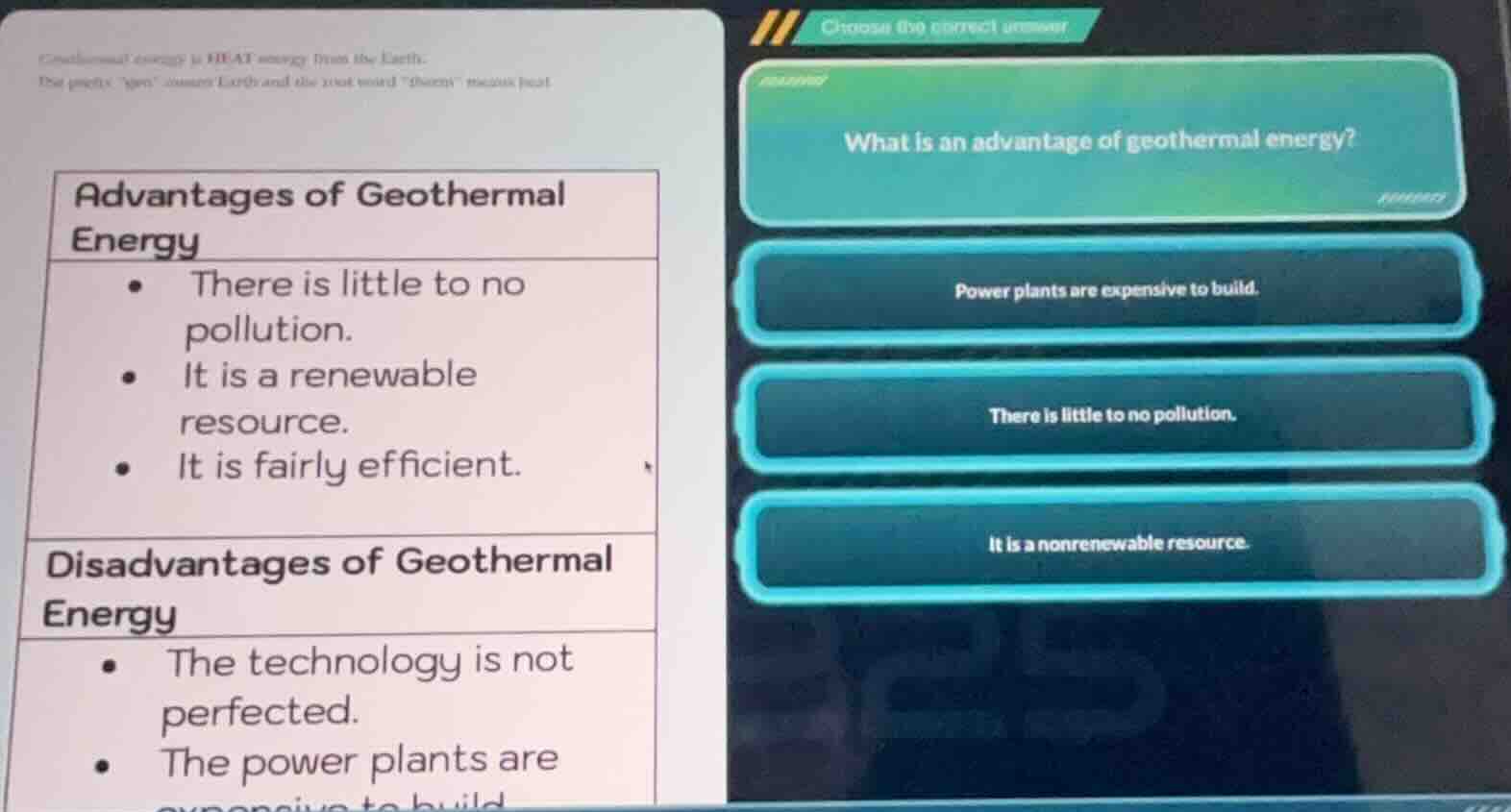 geothermal energy is heat energy from the earth. the prefix \geo\ means…
