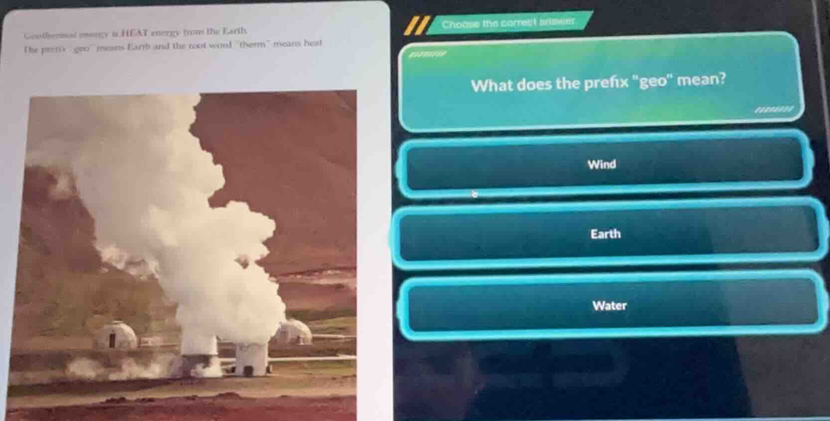 geothermal energy is heat energy from the earth. the prefix \geo\ means…