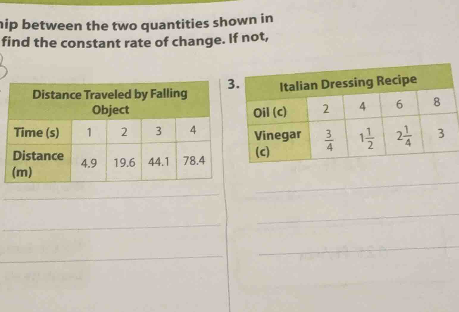 hip between the two quantities shown in find the constant rate of chang…