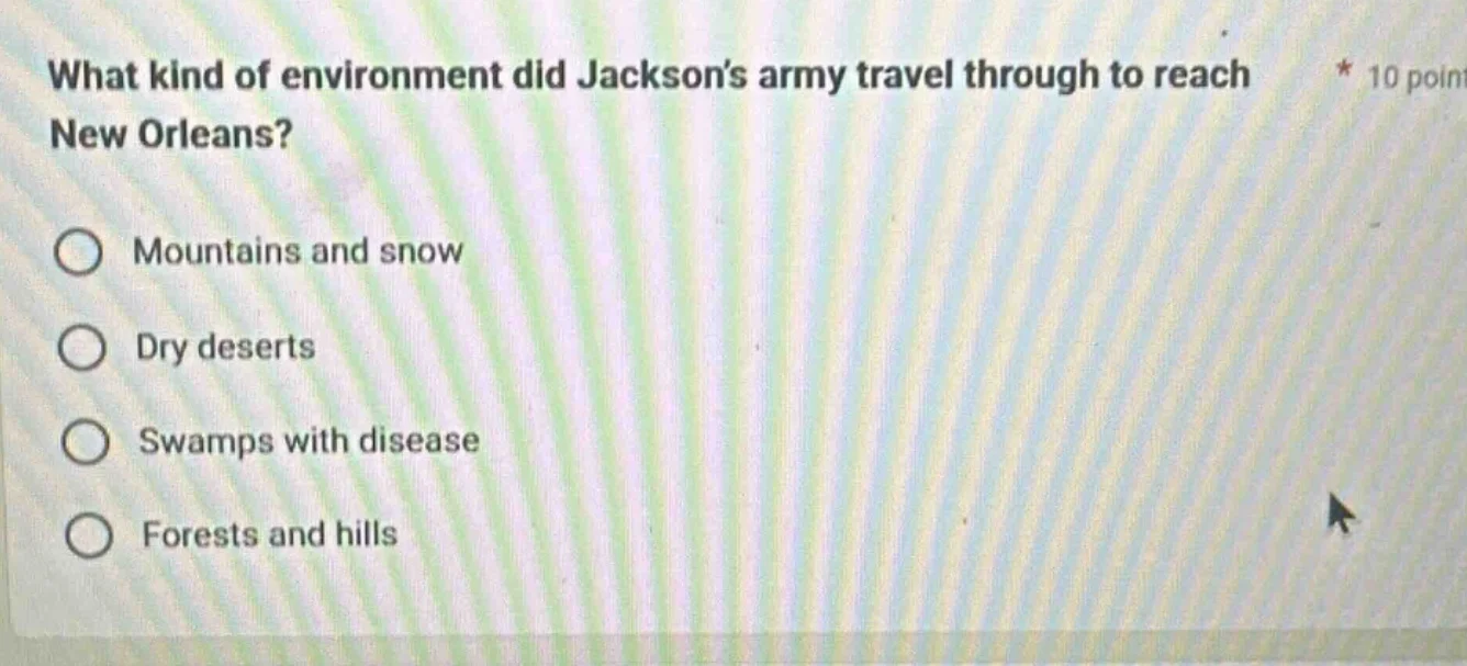 what kind of environment did jackson’s army travel through to reach new…