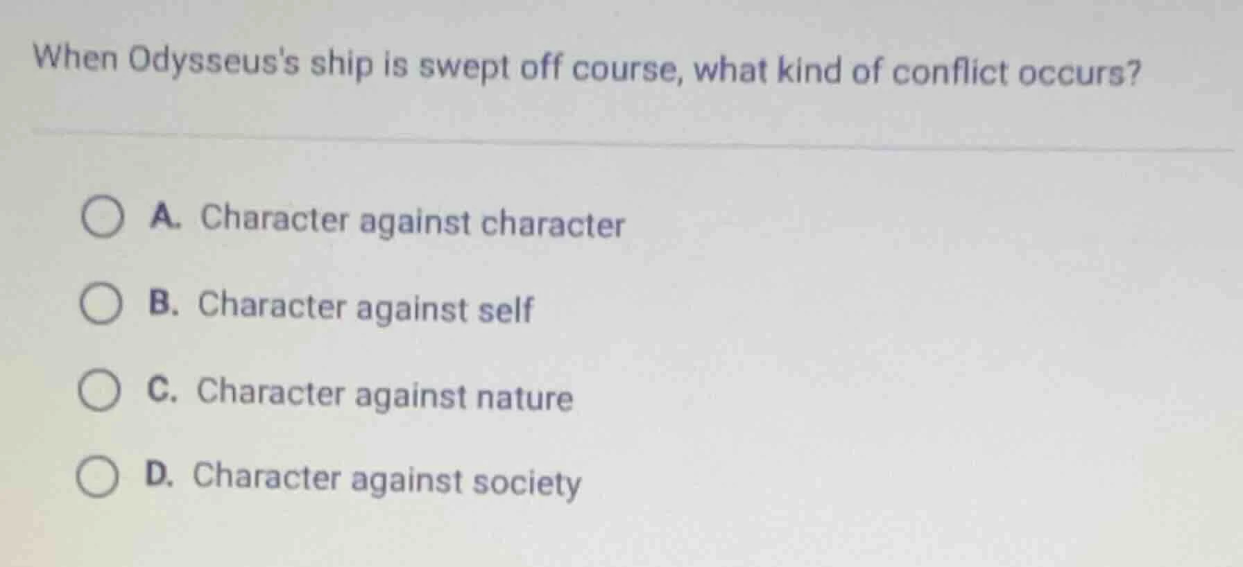 when odysseuss ship is swept off course, what kind of conflict occurs? …