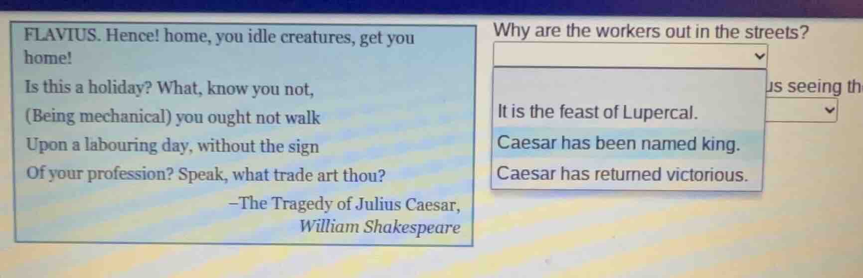 flavius. hence! home, you idle creatures, get you home! is this a holid…