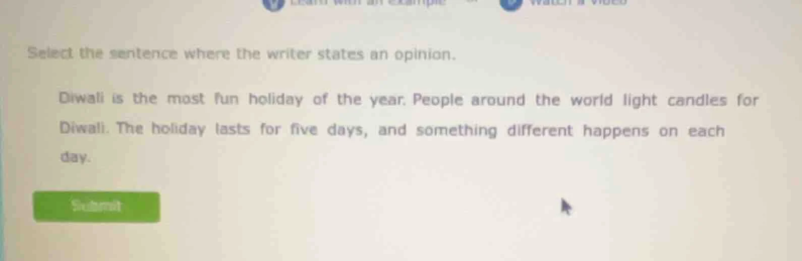 select the sentence where the writer states an opinion. diwali is the m…