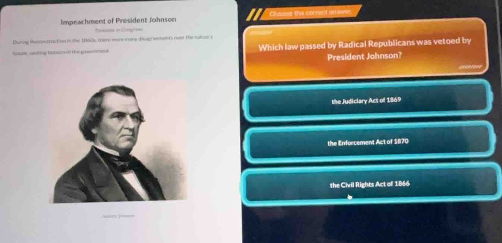 impeachment of president johnson issues in congress during reconstructi…