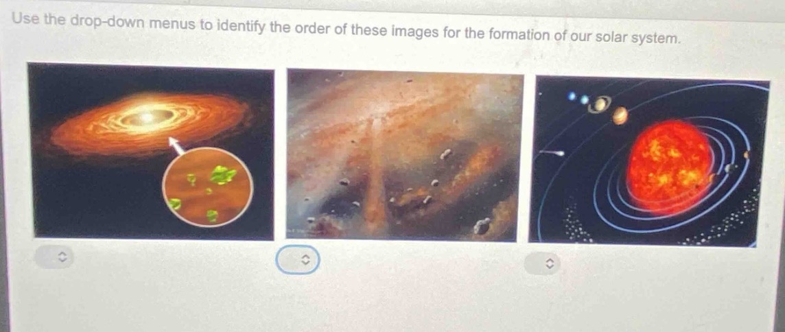 use the drop-down menus to identify the order of these images for the f…