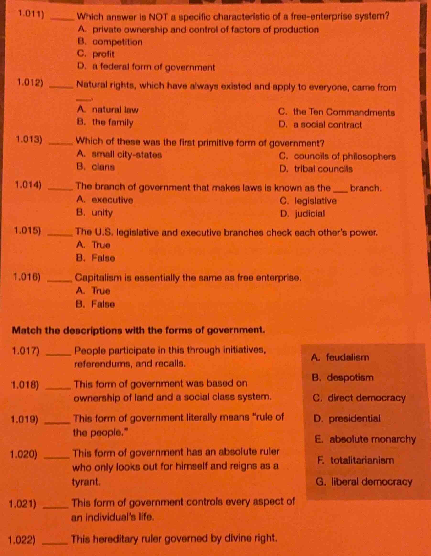 1.011) ____ which answer is not a specific characteristic of a free - e…