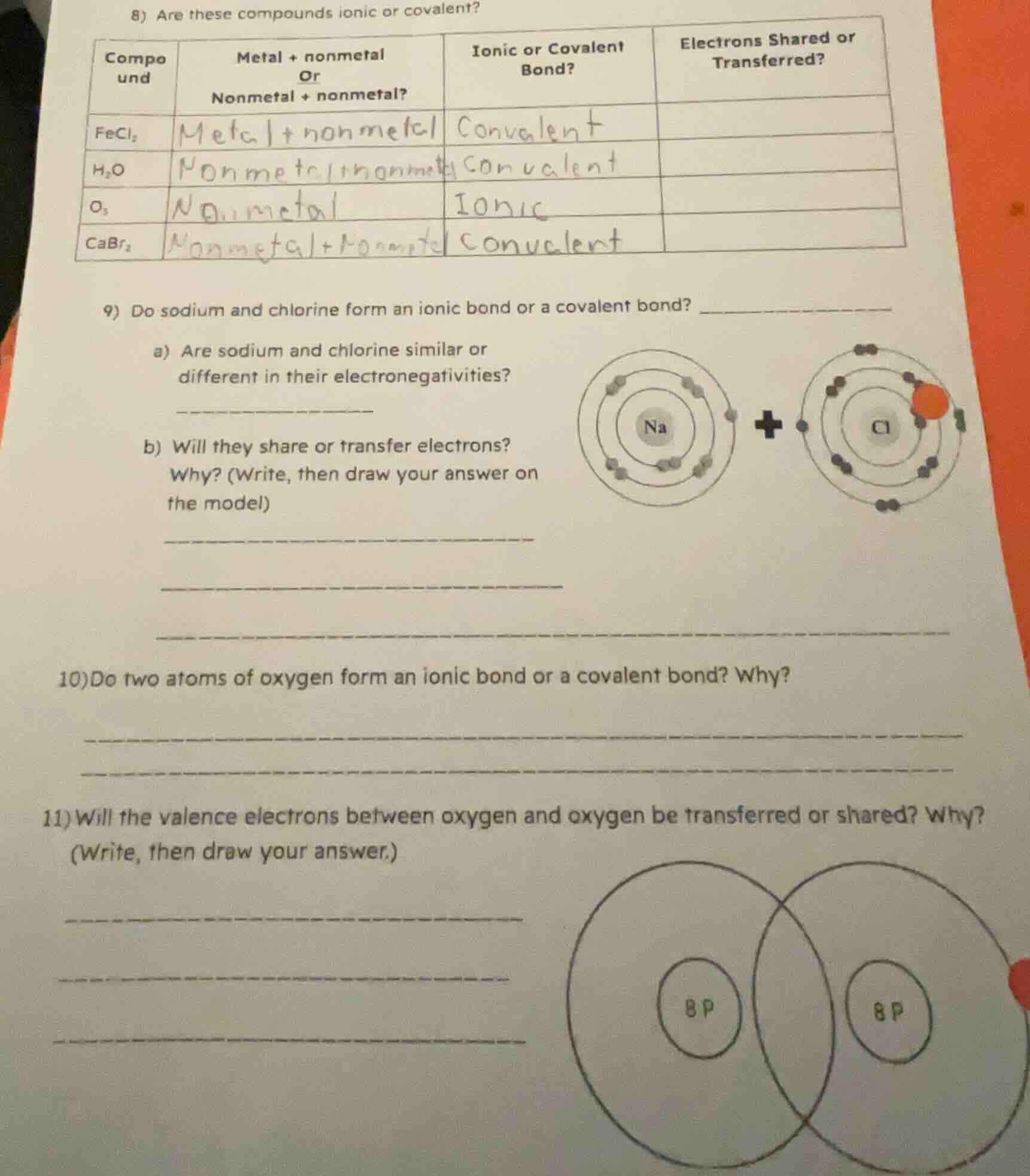 8) are these compounds ionic or covalent? compound | metal + nonmetal o…