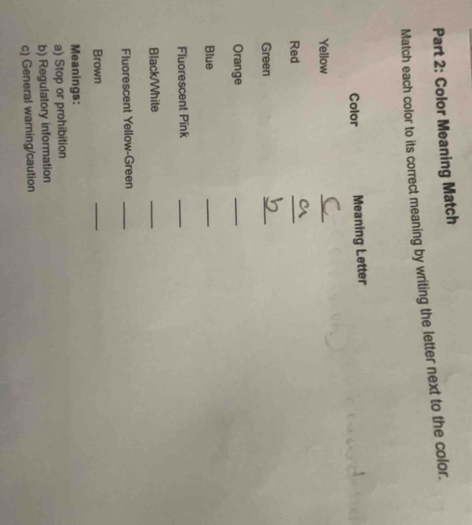 part 2: color meaning match match each color to its correct meaning by …