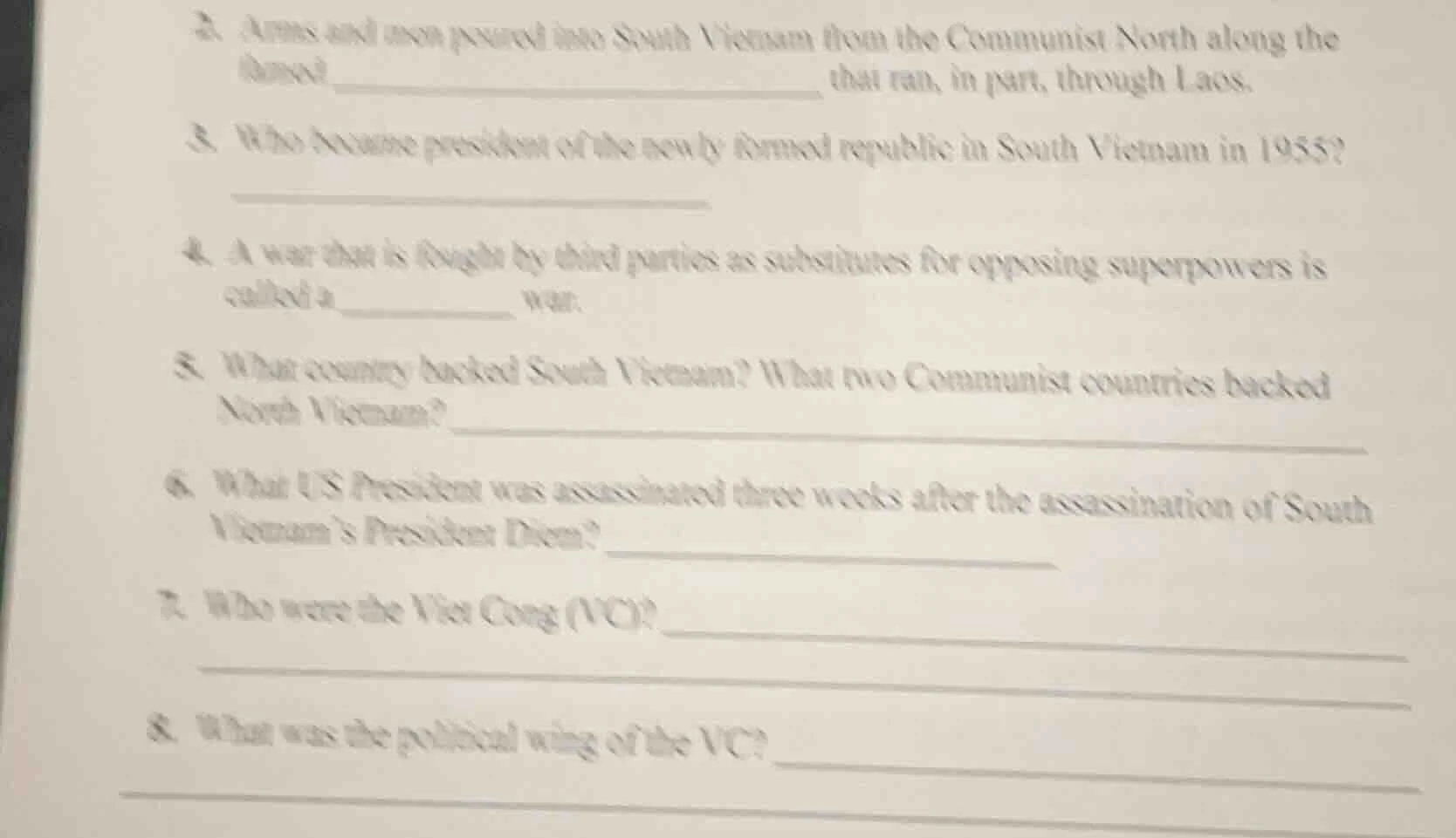 2. arms and men poured into south vietnam from the communist north alon…