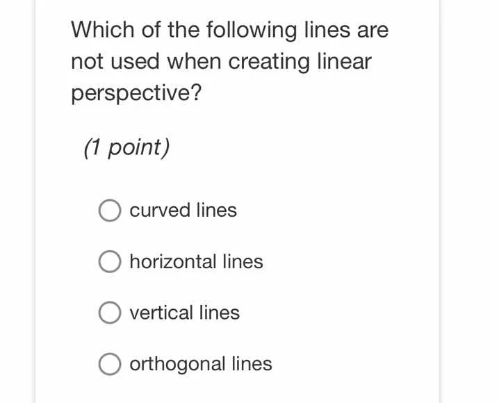 which of the following lines are not used when creating linear perspect…