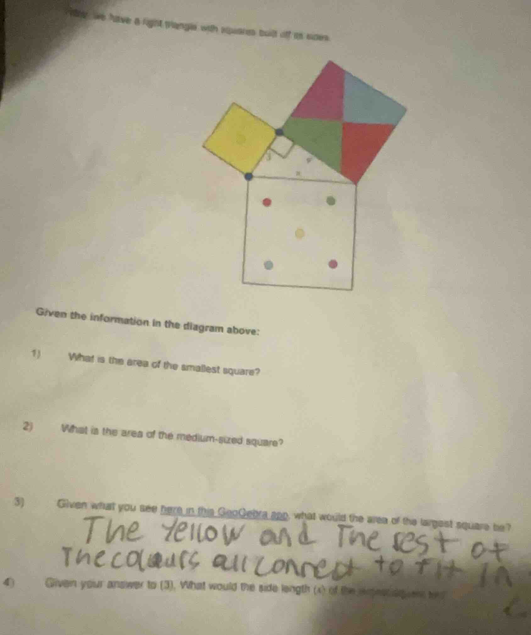given the information in the diagram above: 1) what is the area of the …