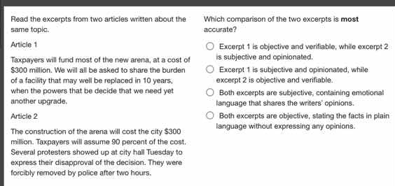 read the excerpts from two articles written about the same topic: artic…