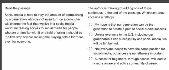 read the passage. social media is here to stay. no amount of complainin…