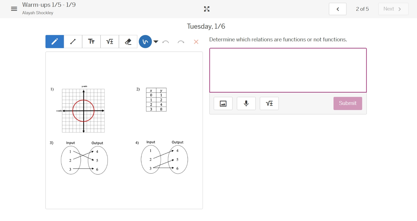 warm - ups 1/5 - 1/9 alayah shockley tuesday, 1/6 determine which relat…
