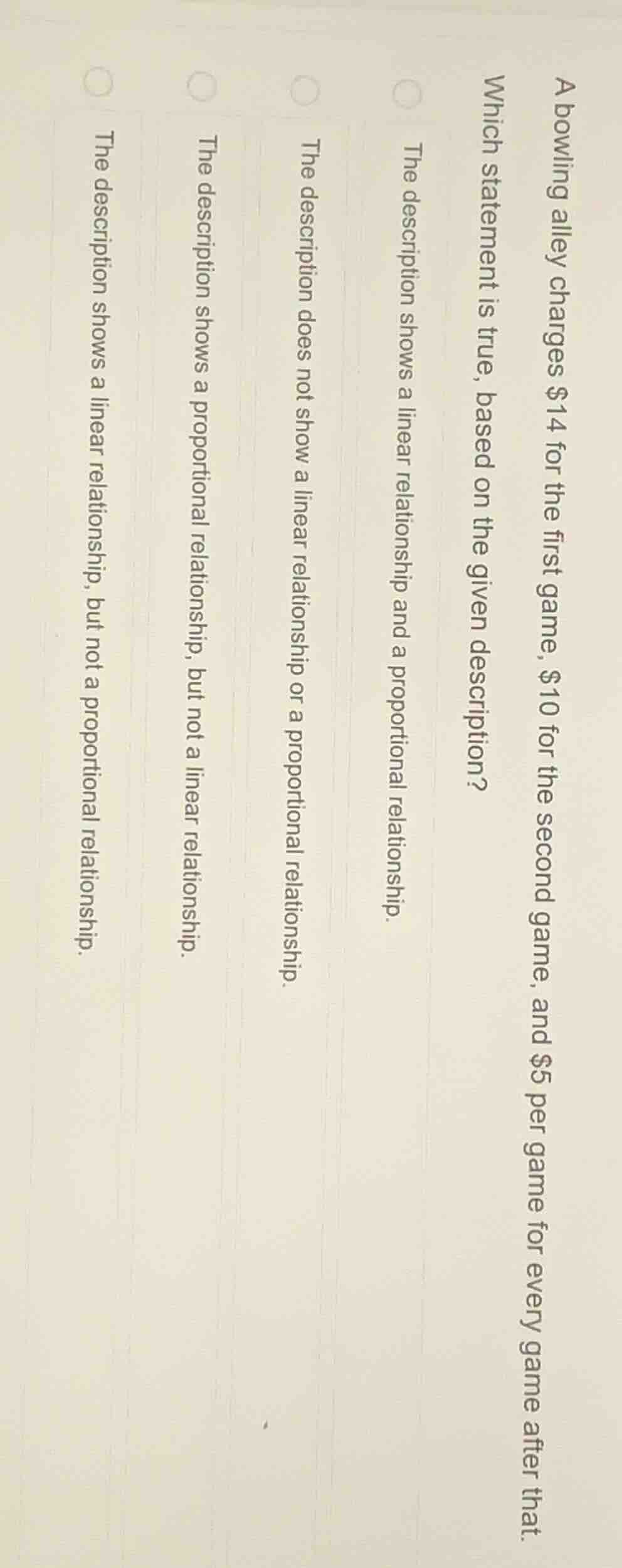 a bowling alley charges $14 for the first game, $10 for the second game…