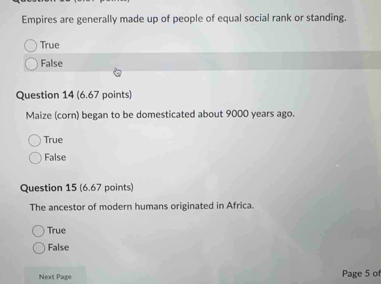 question 13 (6.67 points) empires are generally made up of people of eq…