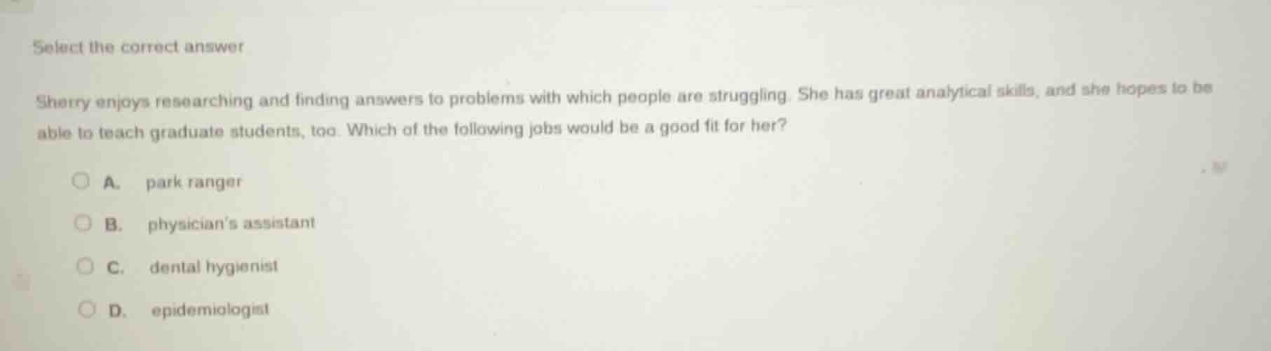 select the correct answer sherry enjoys researching and finding answers…