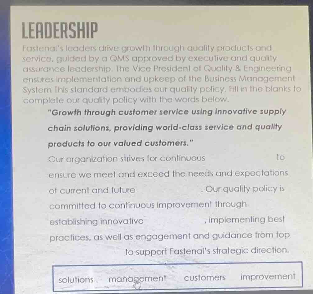 leadership fastenal’s leaders drive growth through quality products and…