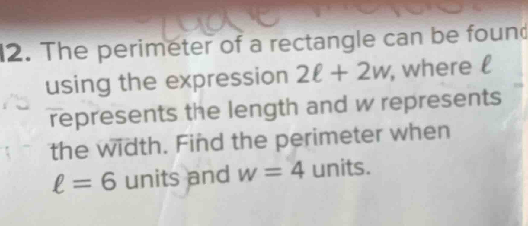 12. the perimeter of a rectangle can be found using the expression $2\\…