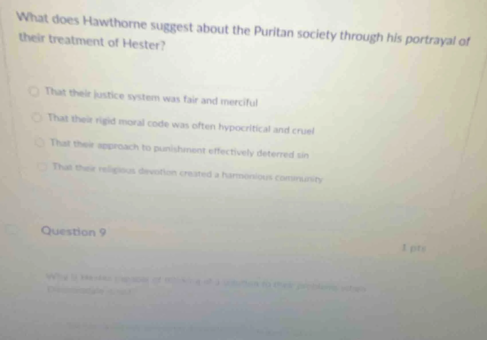 what does hawthorne suggest about the puritan society through his portr…