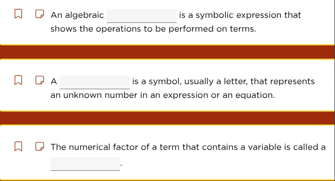 an algebraic _________ is a symbolic expression that shows the operatio…