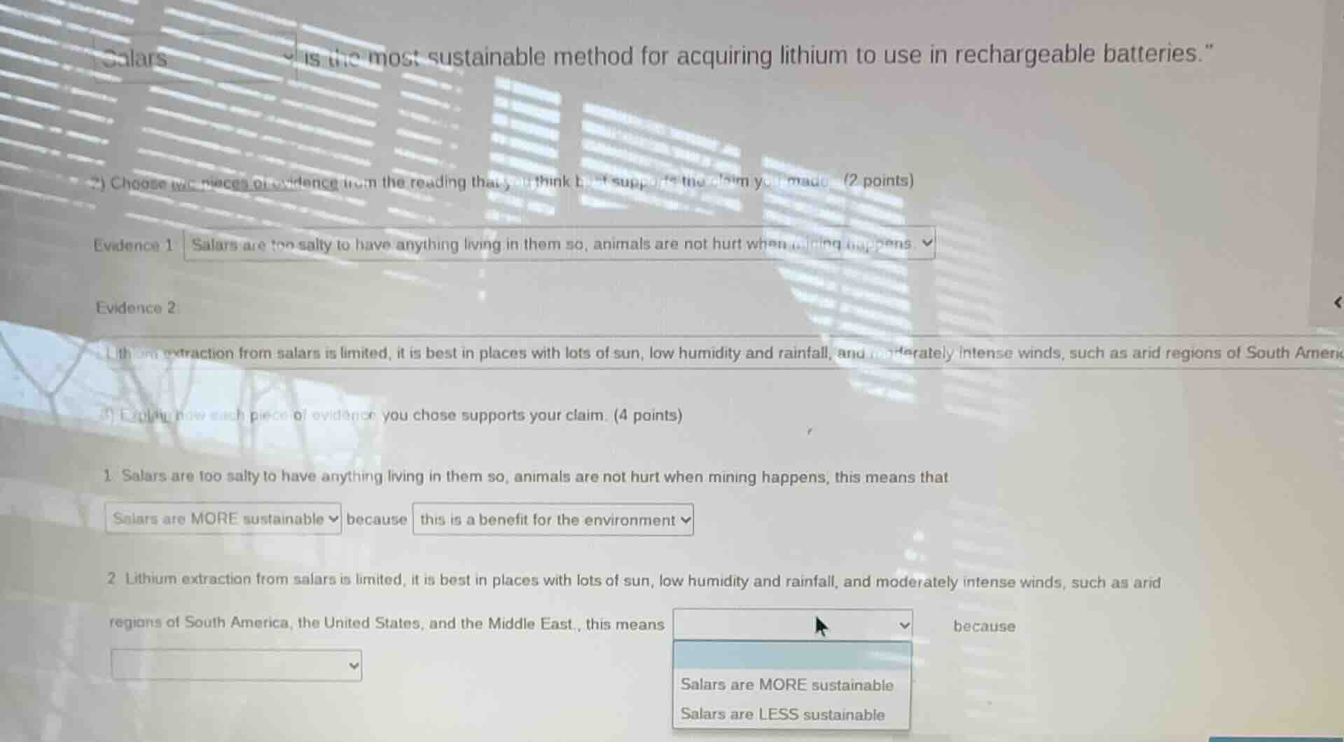 salars is the most sustainable method for acquiring lithium to use in r…