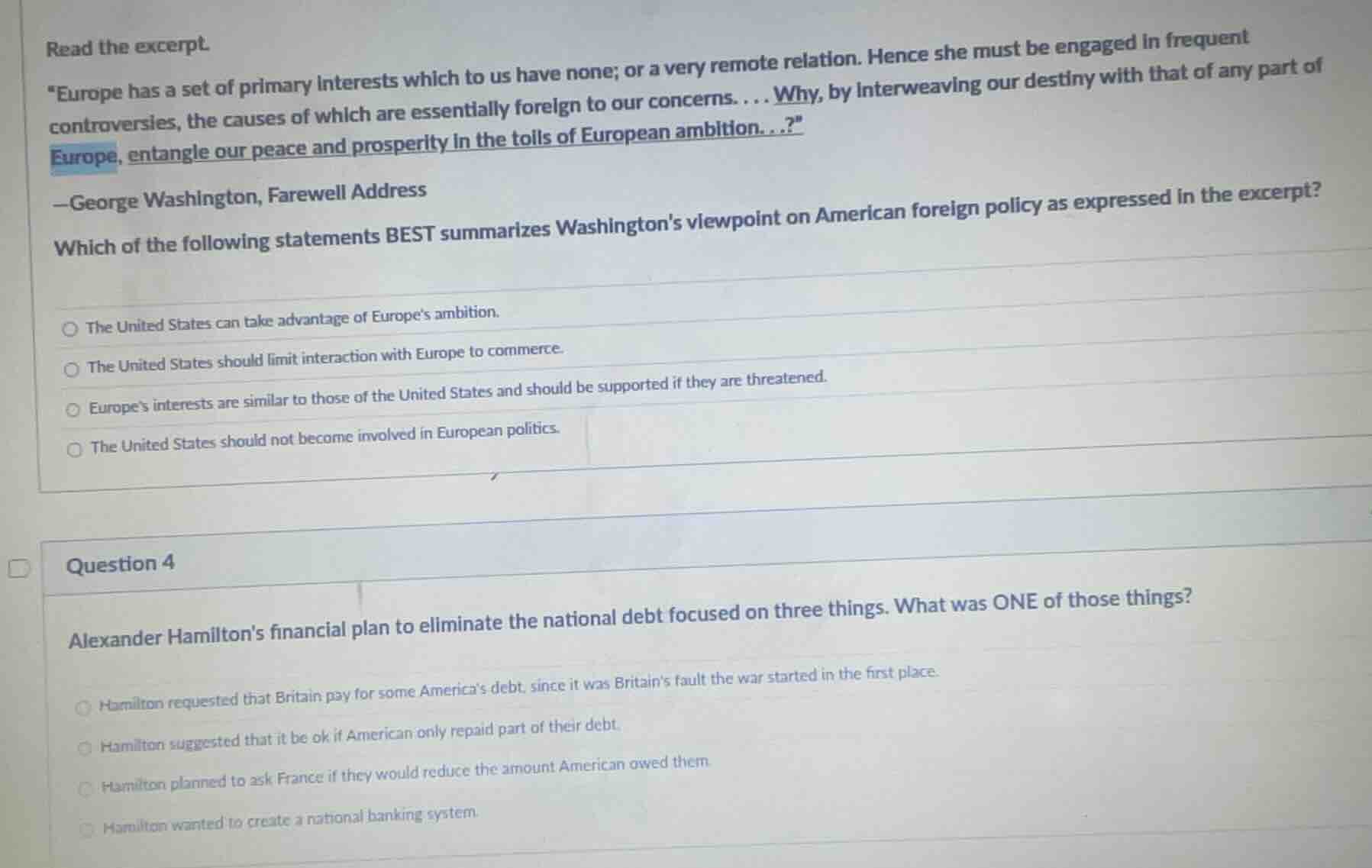 read the excerpt. \europe has a set of primary interests which to us ha…